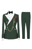 Sage Green Double Breasted Peak Lapel Men's Prom Suits