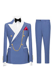 Sage Green Double Breasted Peak Lapel Men's Prom Suits