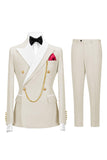 Sage Green Double Breasted Peak Lapel Men's Prom Suits