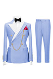 Sage Green Double Breasted Peak Lapel Men's Prom Suits