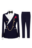 Sage Green Double Breasted Peak Lapel Men's Prom Suits