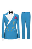 Sage Green Double Breasted Peak Lapel Men's Prom Suits