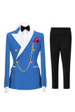 2 Piece Double Breasted Champagne Peak Lapel Men's Prom Suits