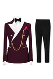 2 Piece Double Breasted Champagne Peak Lapel Men's Prom Suits