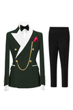 2 Piece Double Breasted Champagne Peak Lapel Men's Prom Suits