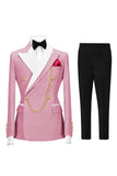 2 Piece Double Breasted Champagne Peak Lapel Men's Prom Suits