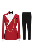 2 Piece Double Breasted Champagne Peak Lapel Men's Prom Suits