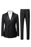 Light Blue 2 Piece Shawl Lapel Double Breasted Men's Prom Suits with Pockets
