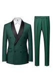 Light Blue 2 Piece Shawl Lapel Double Breasted Men's Prom Suits with Pockets