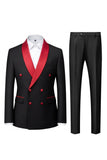 Light Blue 2 Piece Shawl Lapel Double Breasted Men's Prom Suits with Pockets