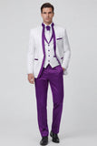 3 Piece Royal Blue One Button Printed Men's Prom Suits with Pockets