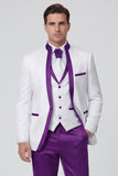 3 Piece Royal Blue One Button Printed Men's Prom Suits with Pockets