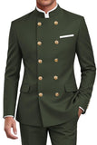 Navy 2 Piece Double Breasted Men's Suits with Pockets