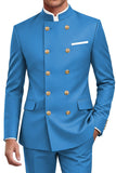 Navy 2 Piece Double Breasted Men's Suits with Pockets