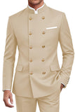 Navy 2 Piece Double Breasted Men's Suits with Pockets