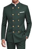 Navy 2 Piece Double Breasted Men's Suits with Pockets
