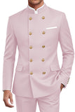 Navy 2 Piece Double Breasted Men's Suits with Pockets