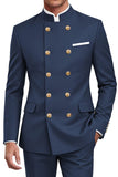 Navy 2 Piece Double Breasted Men's Suits with Pockets