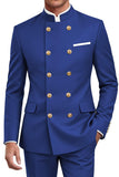 Navy 2 Piece Double Breasted Men's Suits with Pockets