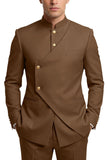 Single Breasted Coffee 2 Piece Men's Prom Suits with Pockets