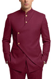 Single Breasted Coffee 2 Piece Men's Prom Suits with Pockets