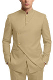 Single Breasted Coffee 2 Piece Men's Prom Suits with Pockets