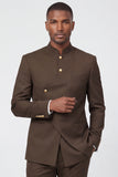Single Breasted Coffee 2 Piece Men's Prom Suits with Pockets