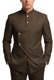 Single Breasted Coffee 2 Piece Men's Prom Suits with Pockets