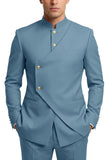 Single Breasted Coffee 2 Piece Men's Prom Suits with Pockets