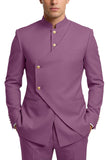 Single Breasted Coffee 2 Piece Men's Prom Suits with Pockets