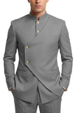 Single Breasted Coffee 2 Piece Men's Prom Suits with Pockets