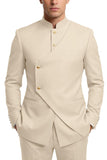Single Breasted Coffee 2 Piece Men's Prom Suits with Pockets
