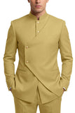 Single Breasted Coffee 2 Piece Men's Prom Suits with Pockets