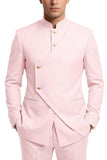 Single Breasted Coffee 2 Piece Men's Prom Suits with Pockets