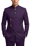 Single Breasted Coffee 2 Piece Men's Prom Suits with Pockets