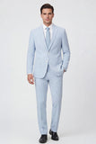 Light Blue Single Breasted 2 Piece Notch Lapel Men's Party Suits