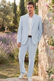 Light Blue Single Breasted 2 Piece Notch Lapel Men's Party Suits