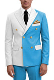 2 Piece Purple Double Breasted Peak Lapel Men's Prom Suits