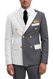2 Piece Purple Double Breasted Peak Lapel Men's Prom Suits