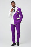 2 Piece Purple Double Breasted Peak Lapel Men's Prom Suits