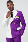 2 Piece Purple Double Breasted Peak Lapel Men's Prom Suits