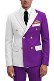 2 Piece Purple Double Breasted Peak Lapel Men's Prom Suits