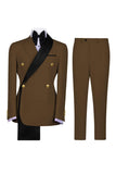 Notch Lapel Sage Green 2 Piece Double Breasted Men's Prom Suits