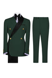 Notch Lapel Sage Green 2 Piece Double Breasted Men's Prom Suits