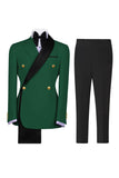 Notch Lapel Sage Green 2 Piece Double Breasted Men's Prom Suits
