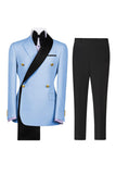 Notch Lapel Sage Green 2 Piece Double Breasted Men's Prom Suits