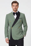 Notch Lapel Sage Green 2 Piece Double Breasted Men's Prom Suits