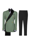 Notch Lapel Sage Green 2 Piece Double Breasted Men's Prom Suits