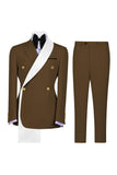 Double Breasted Blue 2 Piece Notch Lapel Men's Prom Suits