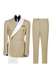 Double Breasted Blue 2 Piece Notch Lapel Men's Prom Suits